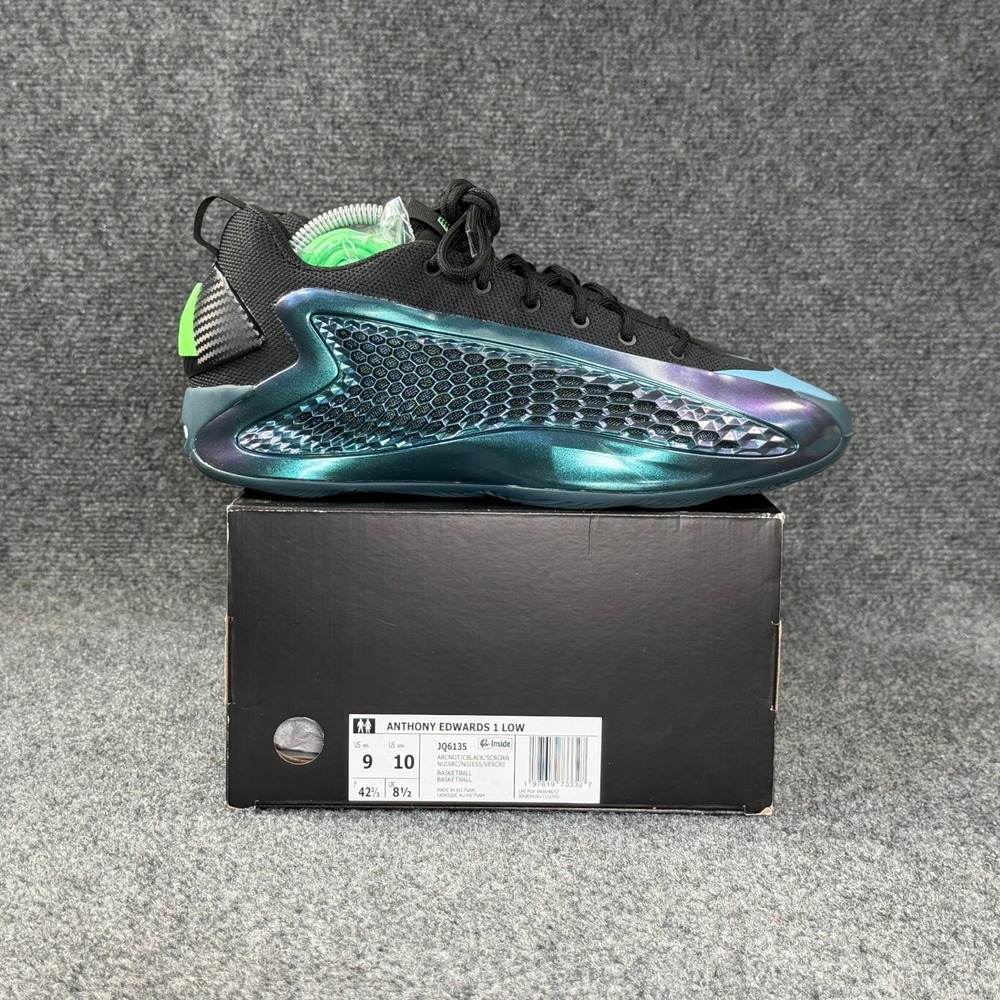 Adidas Anthony Edwards 1 Low Basketball Shoes Men's 9 Turquoise Black Athletic